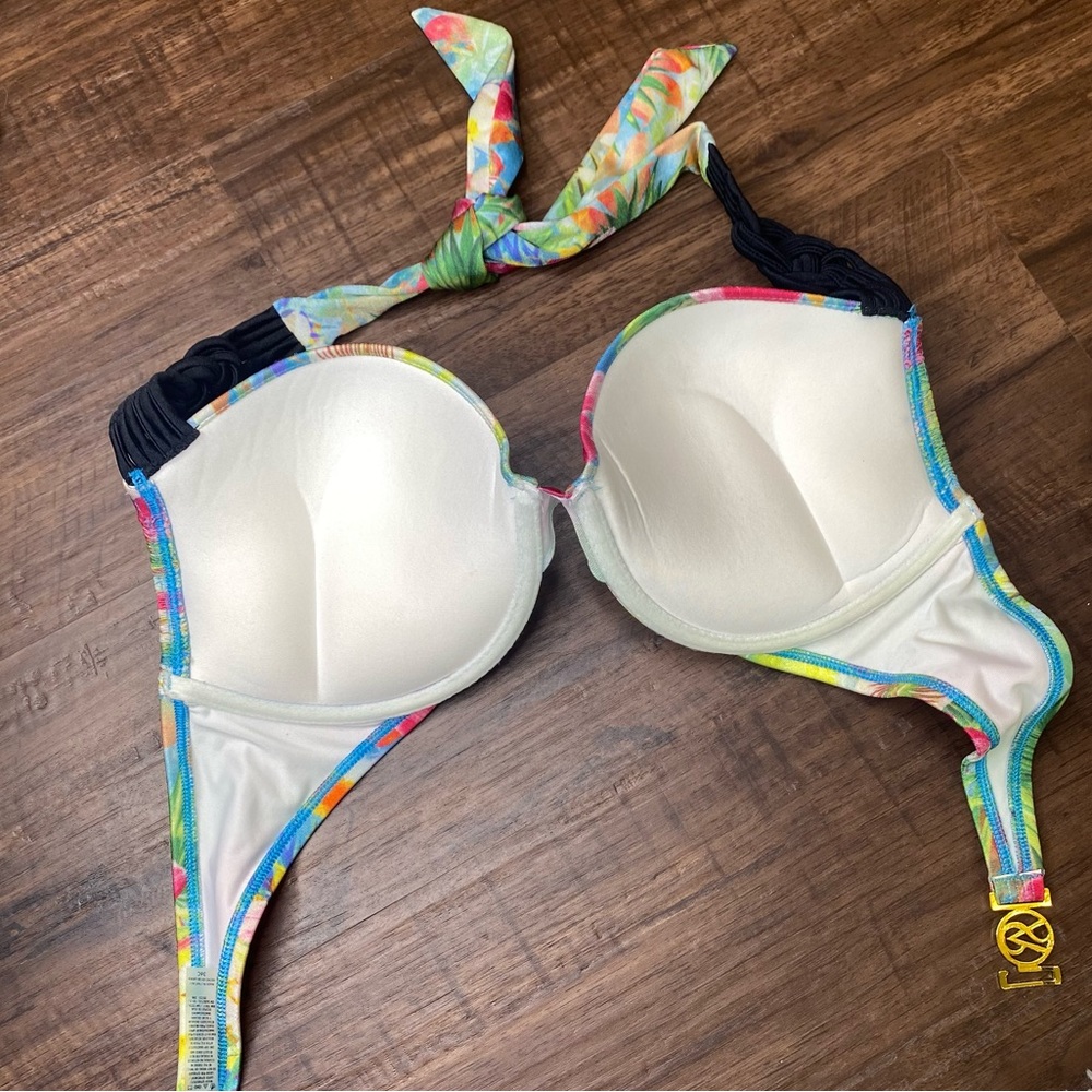 Victoria’s Secret Miraculous Bombshell Bikini Swim Top Tropical Push-up Size 36C - Picture 10 of 13